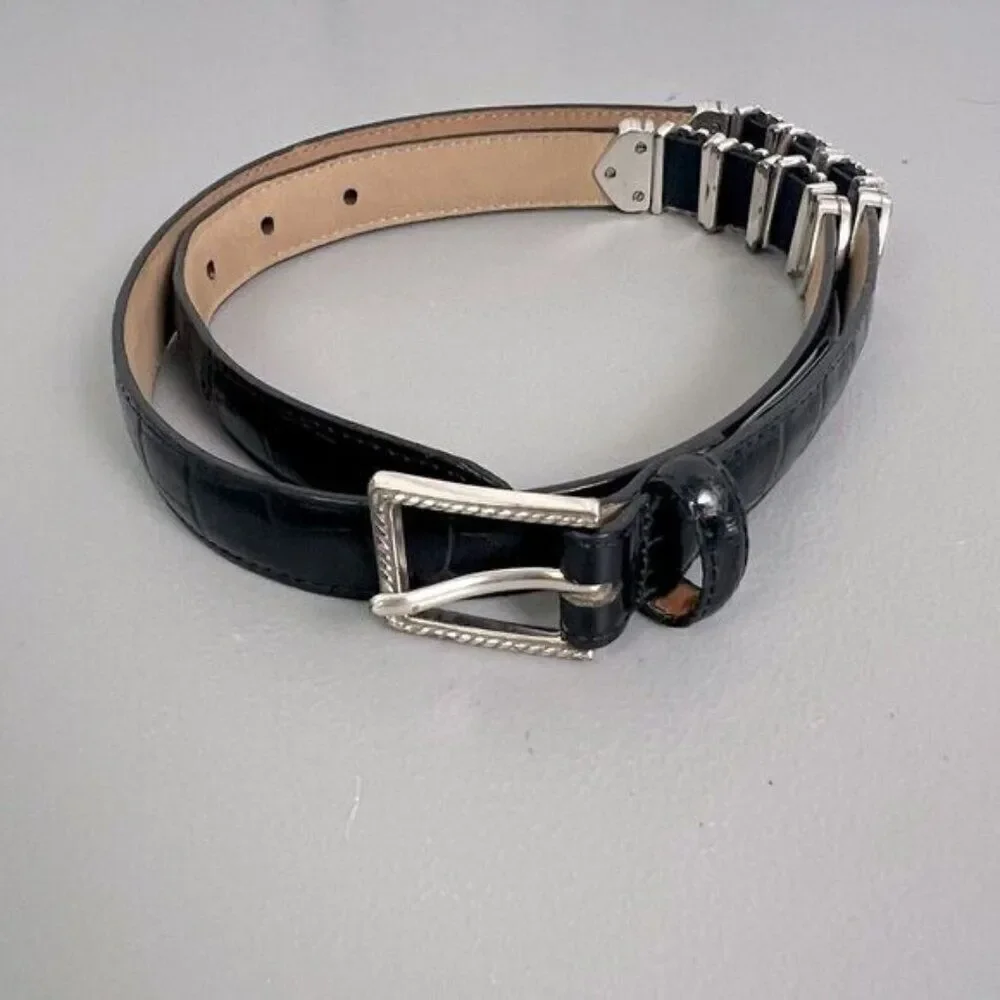 BRIGHTON WOMENS BLACK LEATHER BELT SIZE L
